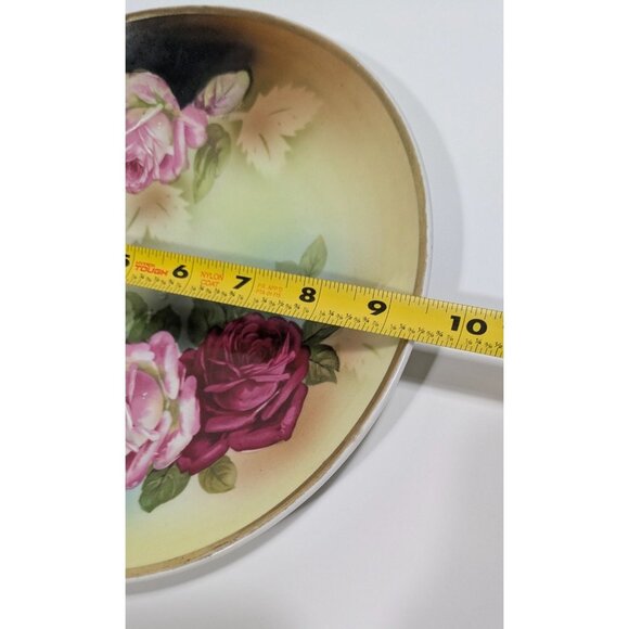 Nippon Hand Painted German Plate Pink Red Roses Floral Design - Picture 3 of 9